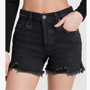 Free People | Makai Cut Off Denim Shorts | Washed Black | Size 28